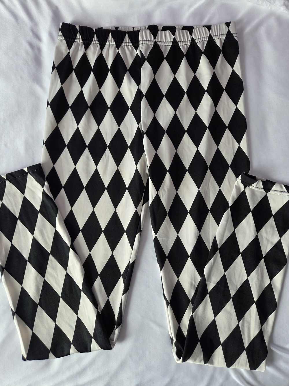 Black & White Harlequin Diamond Print Leggings
